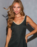 Indre Tweed Embellished Trim Fishtail Midi Dress