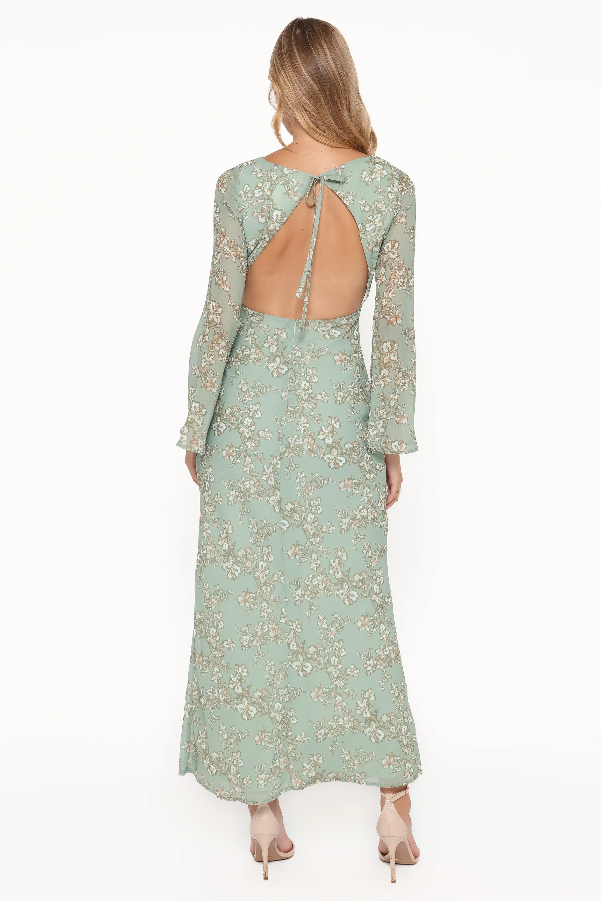 Yolanda Long Sleeve Maxi Dress Sage Green Floral