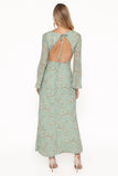 Yolanda Long Sleeve Maxi Dress Sage Green Floral