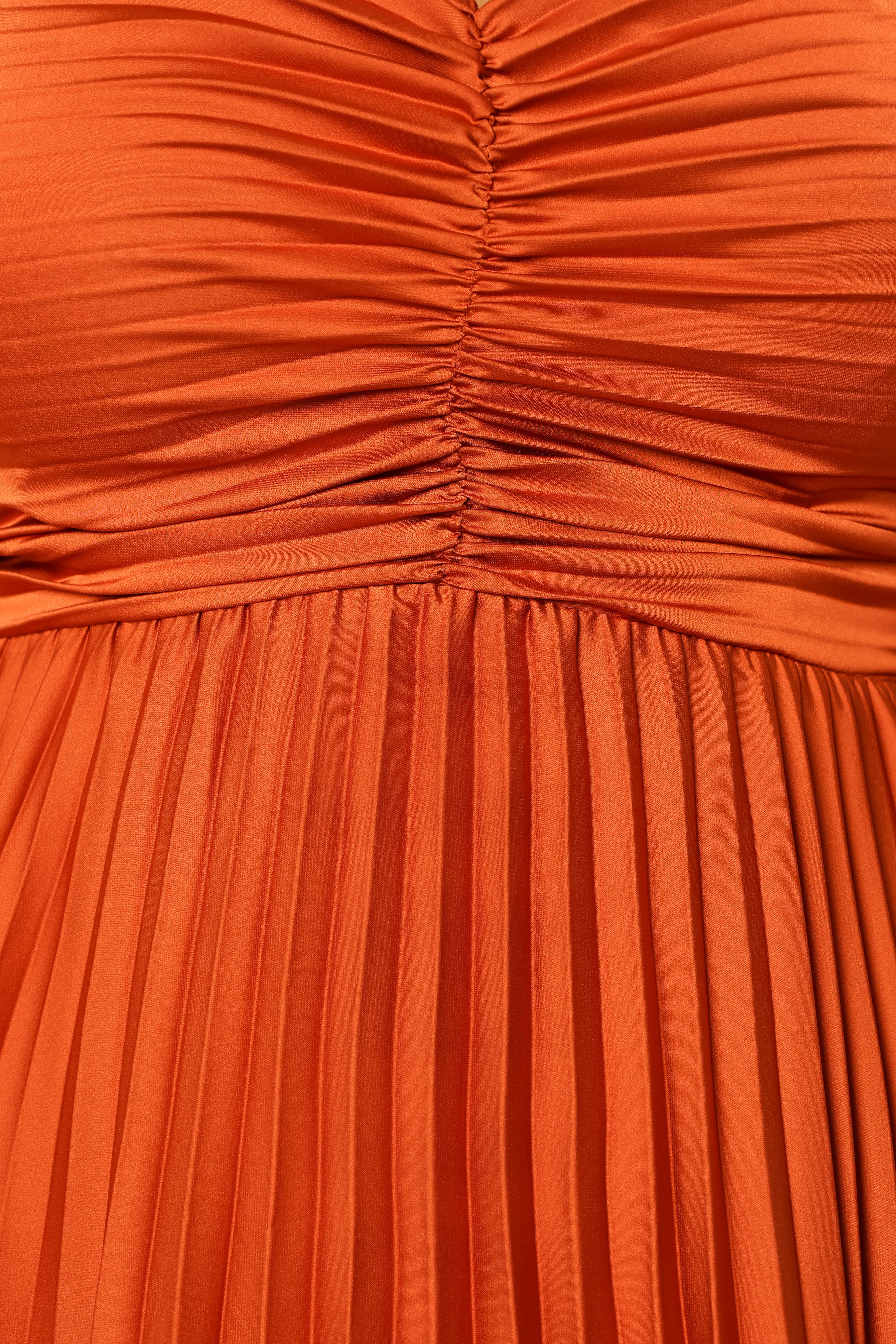 Naira Pleated Maxi Dress Sunset Orange