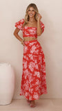 Calla Top and Maxi Skirt Set Red Floral
