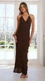 Sancha Flower Knit Maxi Dress Chocolate
