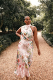 Anabelle Halter Neck Midi Dress Pink Floral
