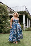 Darina Strapless Midi Dress Midnight Floral