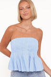 Cagnes Strapless Peplum Top Blue