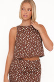 Madison Linen Cropped Tank Brown Floral