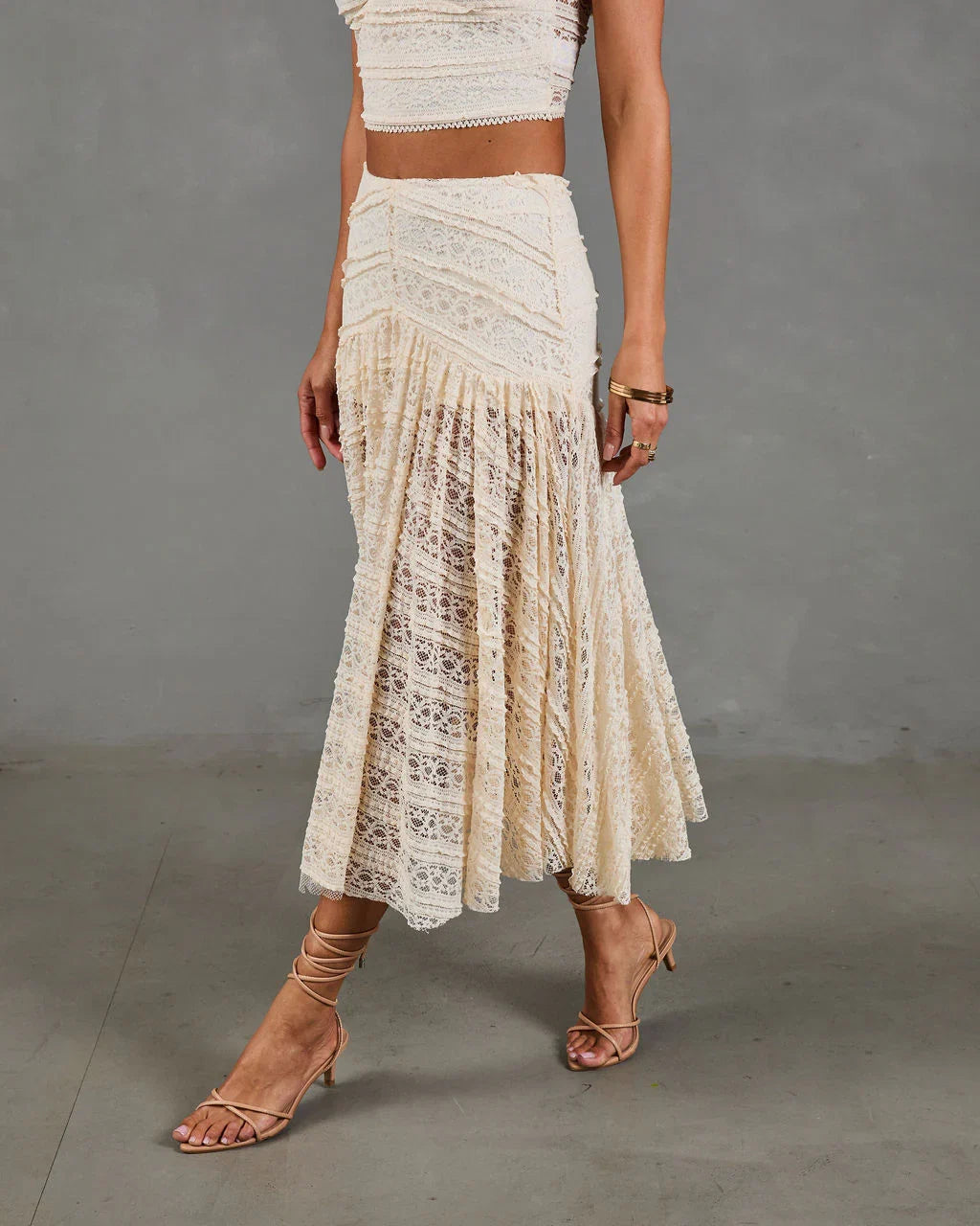 Dewy Moment Ruffle Lace Maxi Skirt