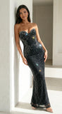 Tayah Rhinestone Strapless Maxi Dress Black