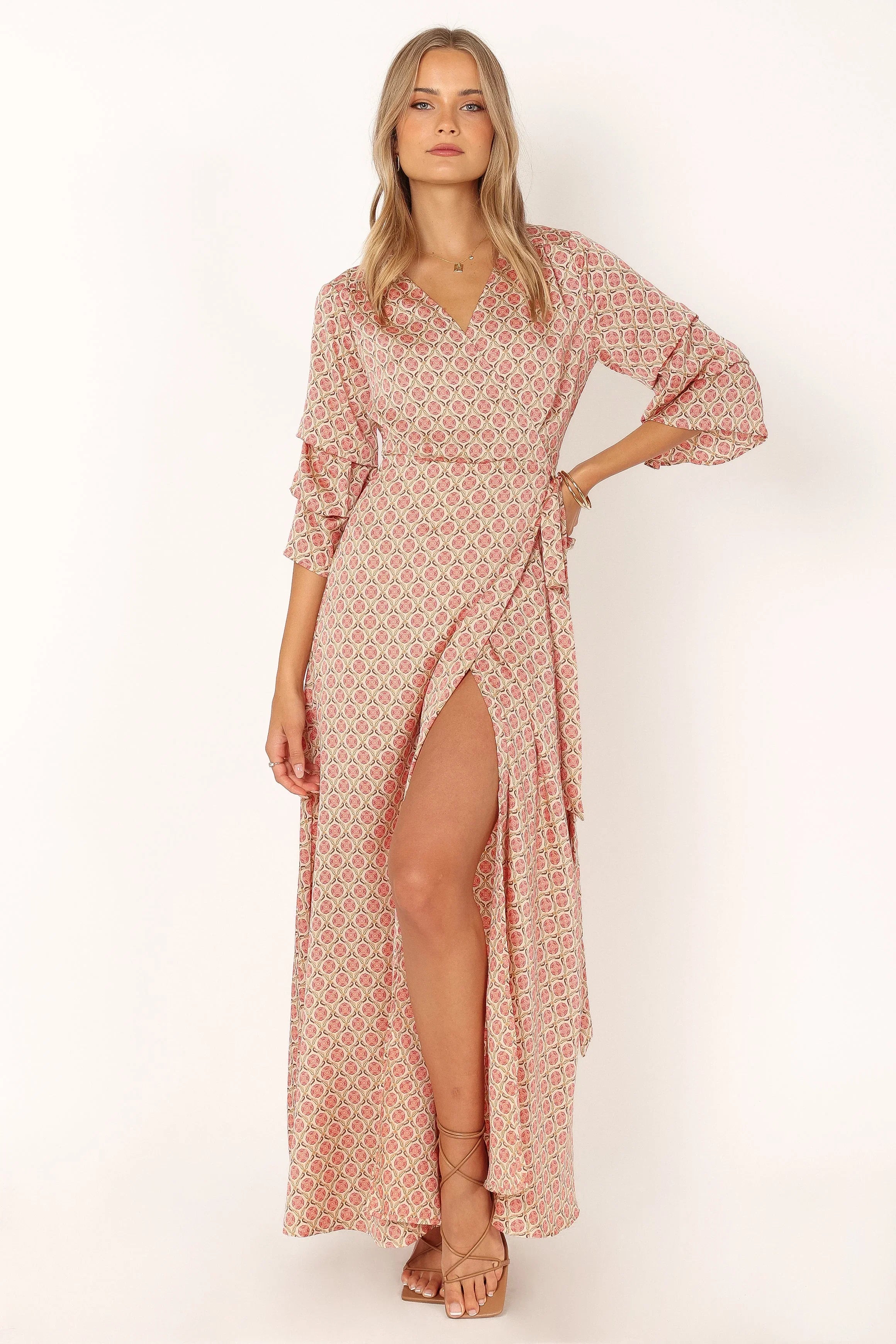 Margot Wrap Maxi Dress Orange Print