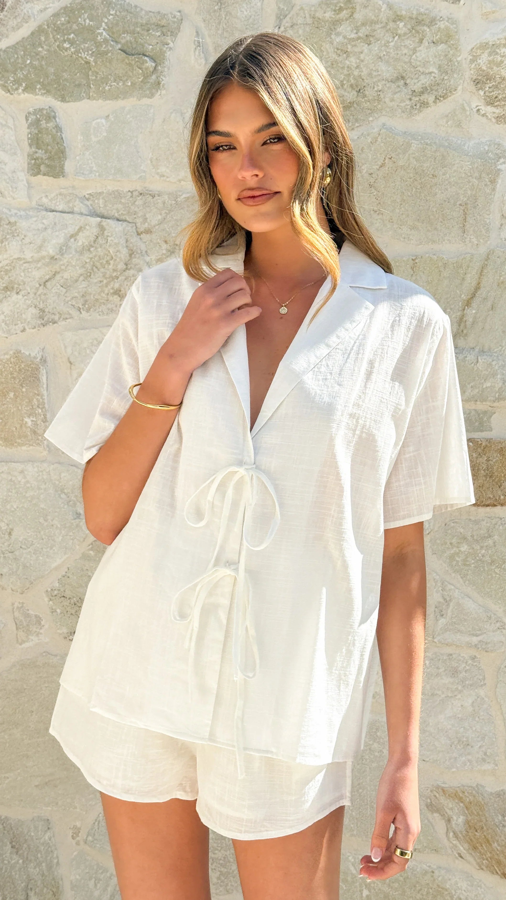 Vesper Top and Shorts Set White
