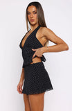 Busy Getting Money Mini Skirt Black Polka Dot