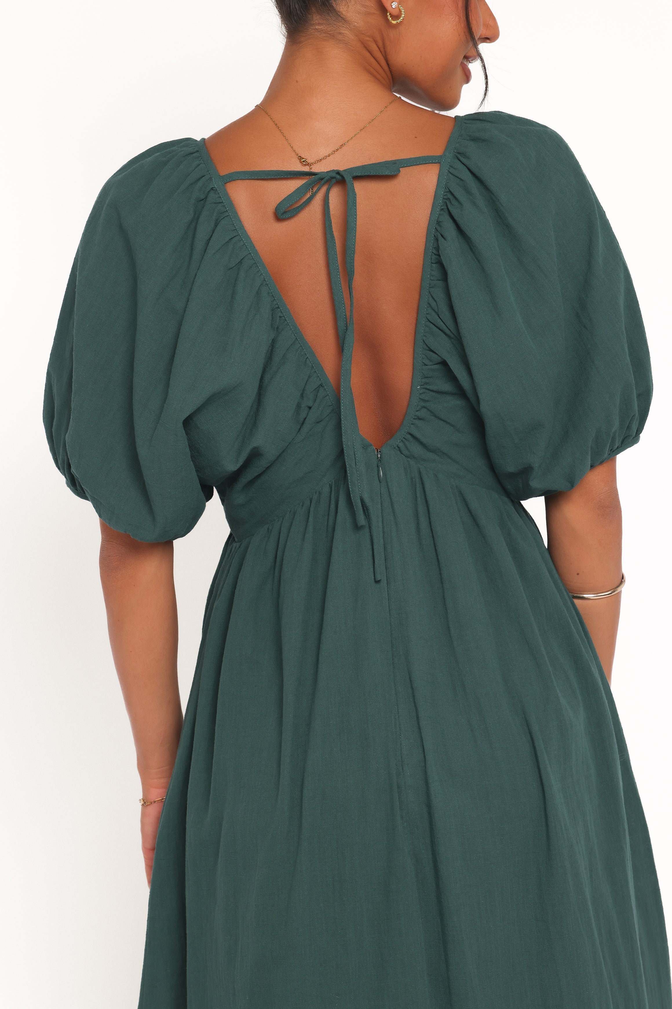 Sullivan Puff Sleeve Maxi Dress Forest Green