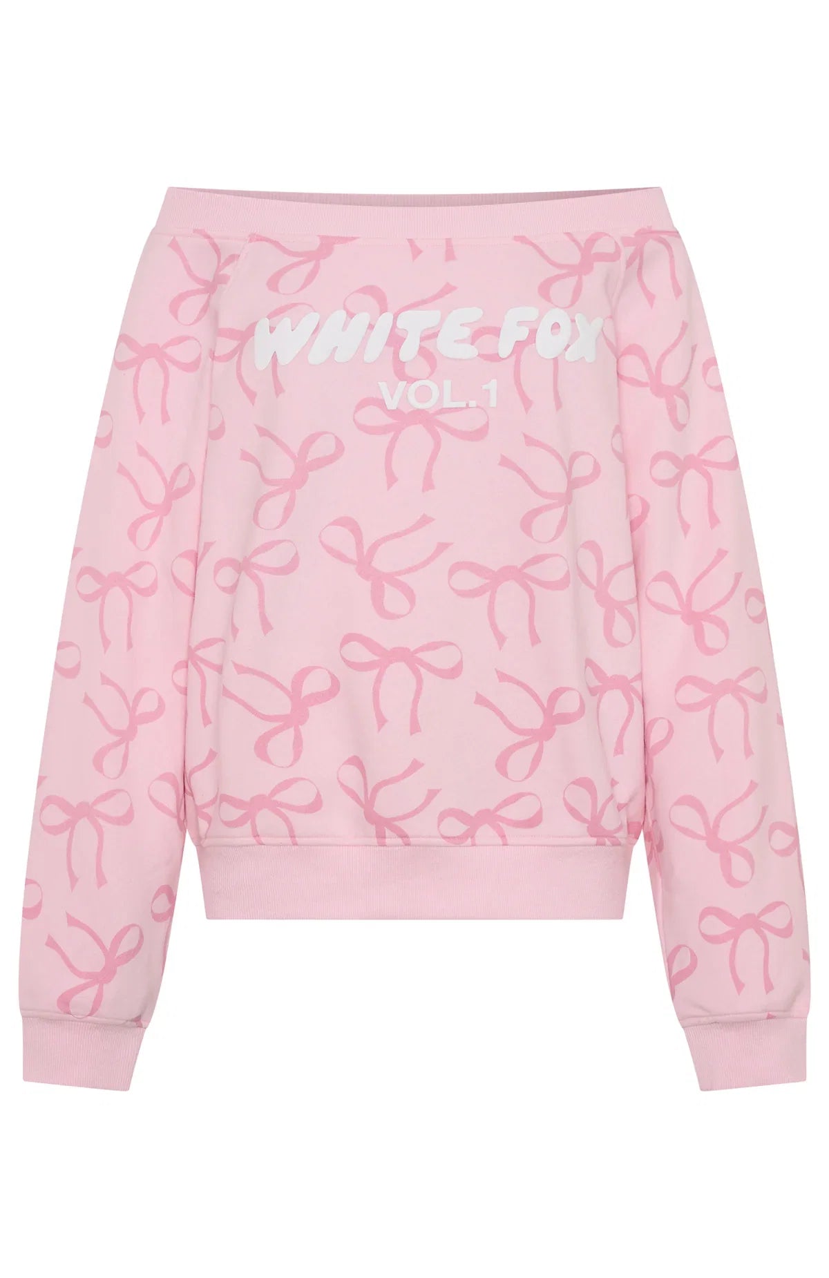 Vol 1 Off Shoulder Printed Sweater Posy Bow