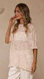 Arlo Oversized Sequin Top Beige Floral