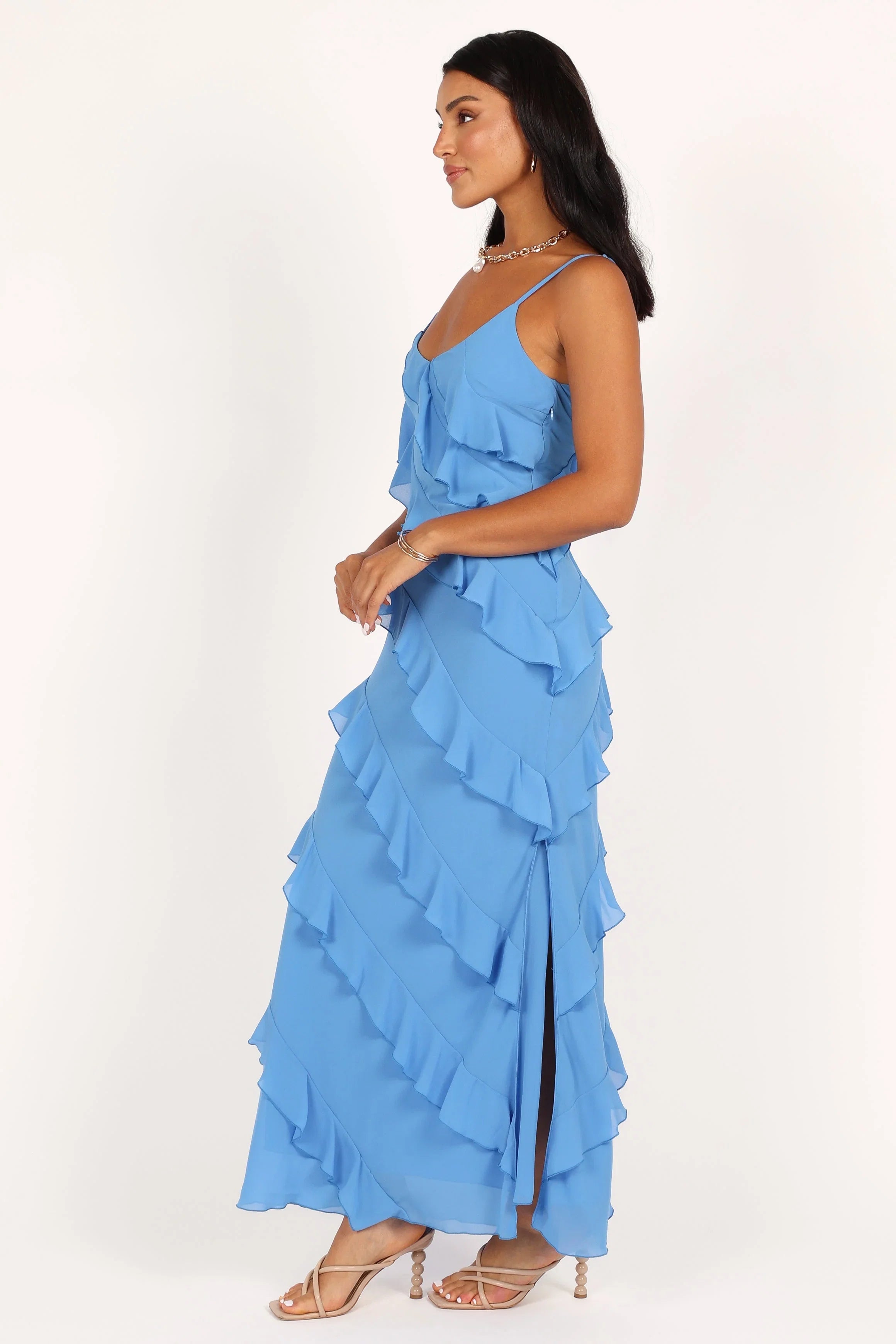 Ciao Ruffles Maxi Dress Blue