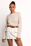 Ruva Long Sleeve Tee Beige White Stripe