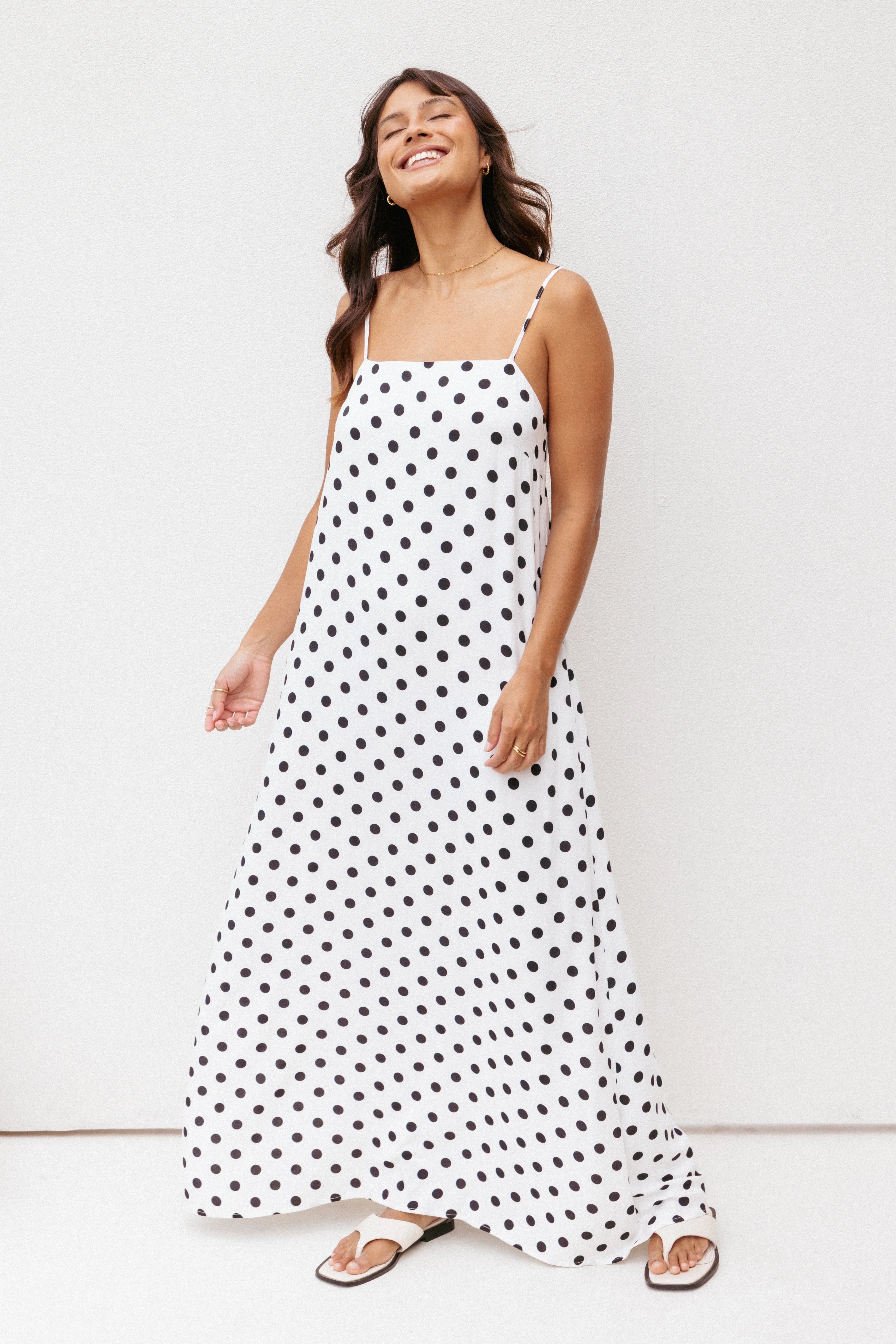 Virgo Maxi Dress White Polka Dot