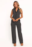 Juna Knitted Pant Set Black White Stripe
