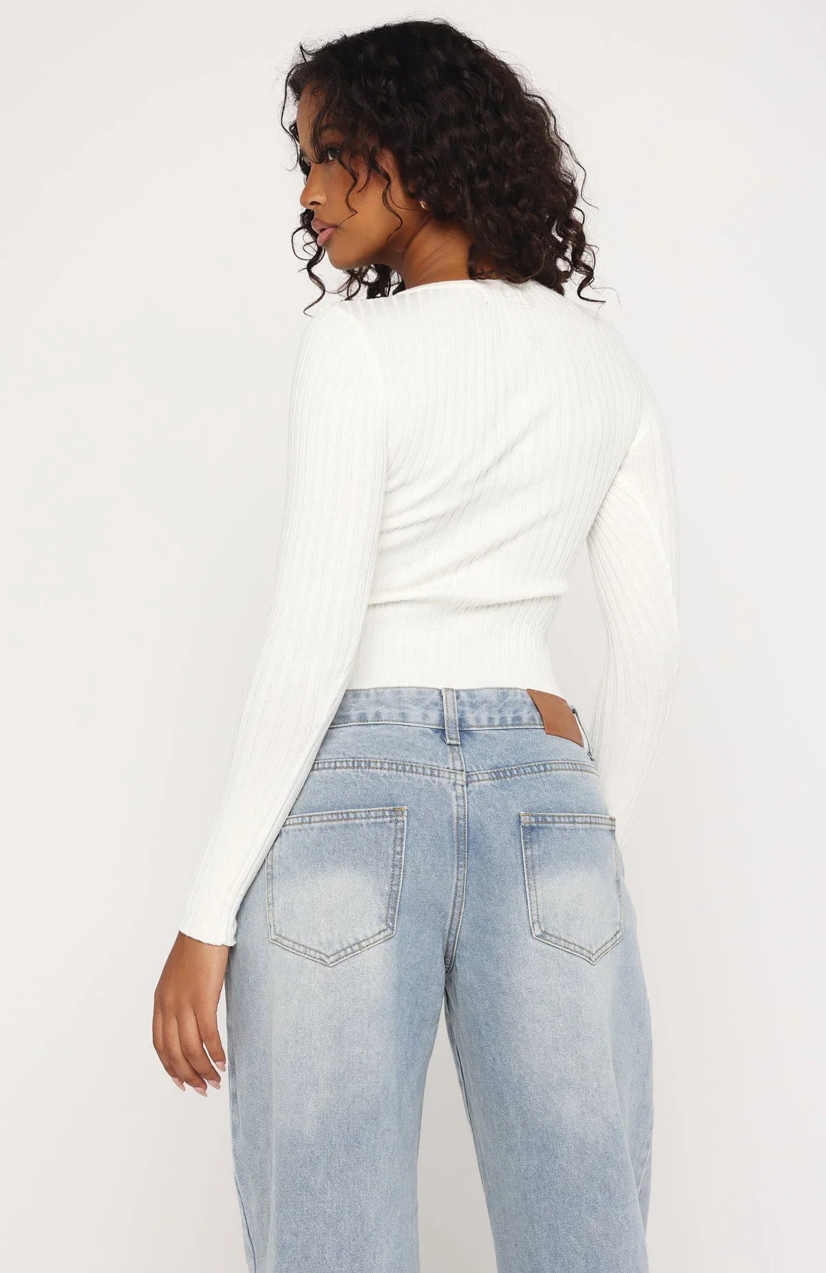 Fine Wine Long Sleeve Knit Top Off White