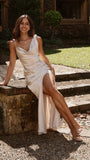 Iris Asymmetrical Maxi Dress Champagne