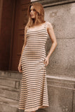 Henry Striped Midi Dress Beige Black