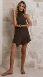 Margot Halter Top and Shorts Set Chocolate