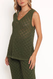 Sable Textured Knit Top Olive