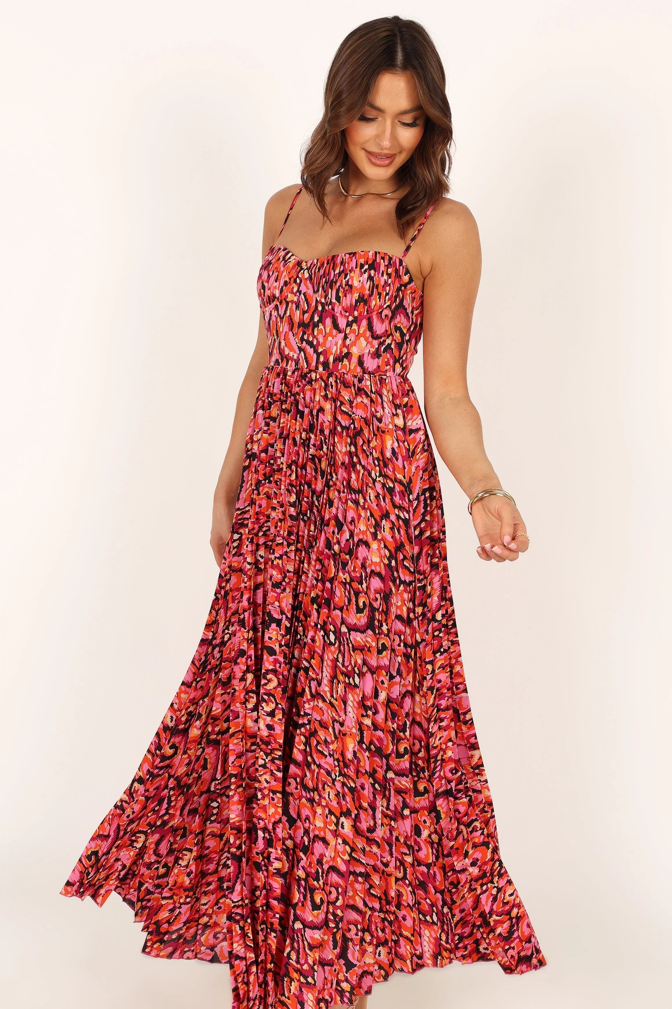 Achanti Pleated Maxi Dress Pink Multi