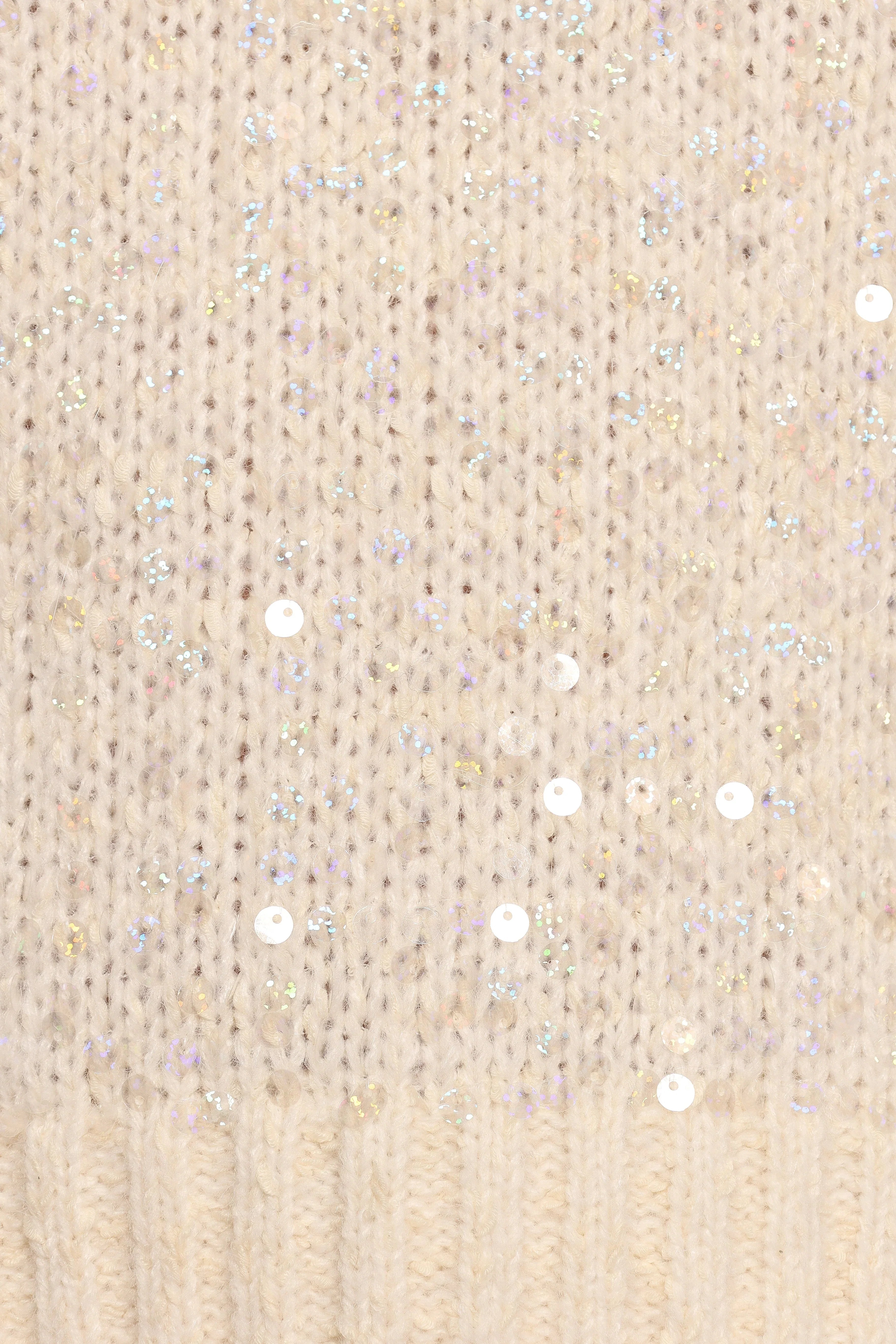 Medora Crewneck Sequin Knit Sweater Ivory
