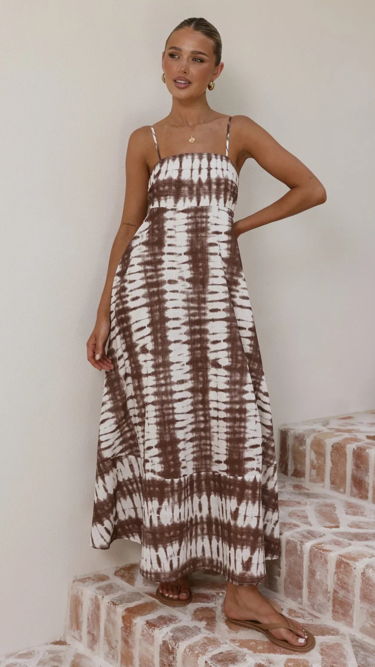Marcel Maxi Dress Chocolate Tie Dye