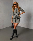 Holiday Elm Contrast Vegan Leather Trim Houndstooth Mini Skirt