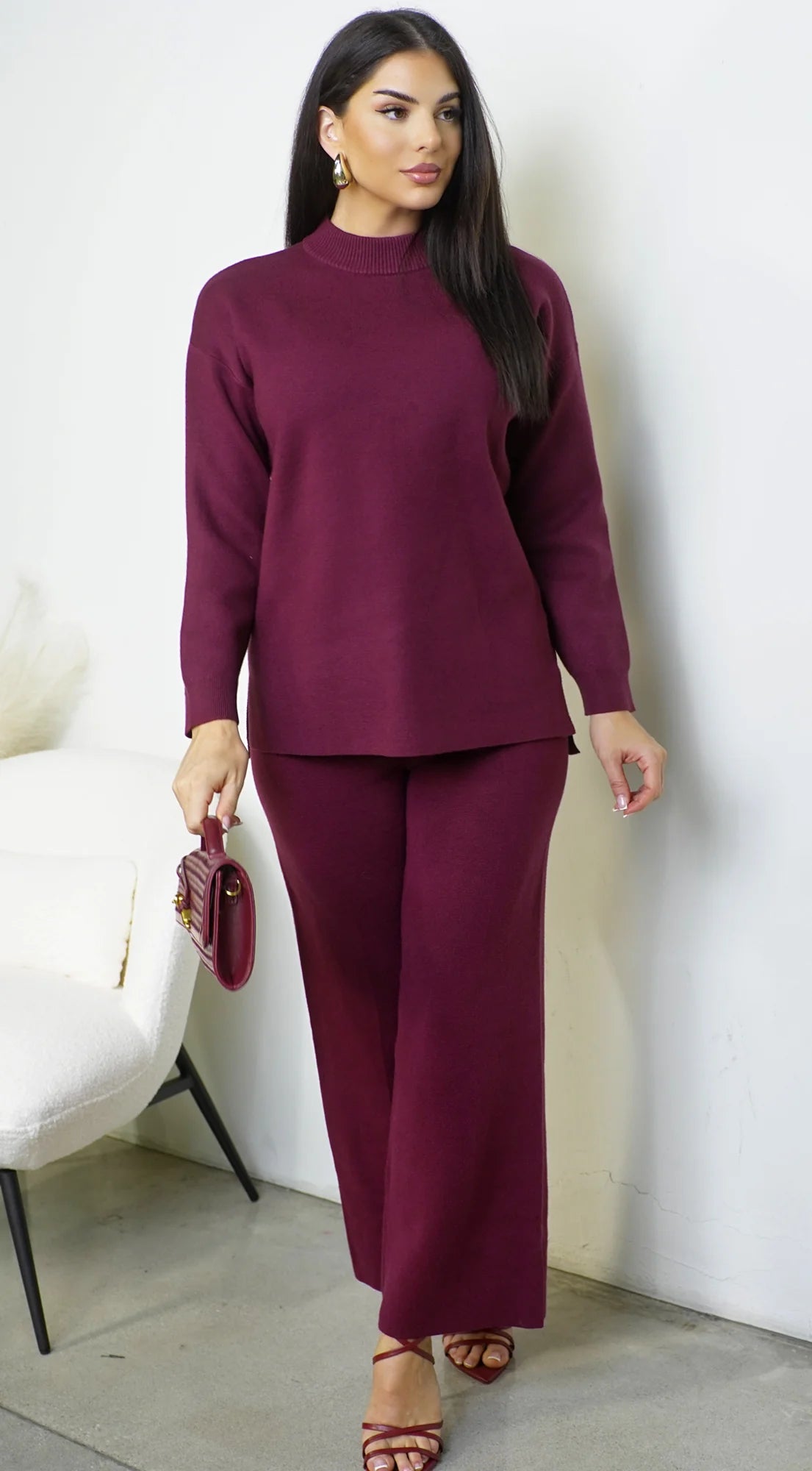 Mirel Knit Set Burgundy