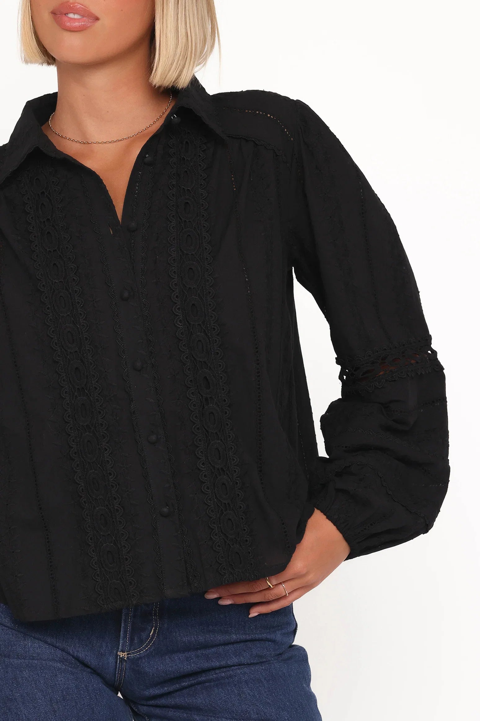 Catania Lace Inset Top Black
