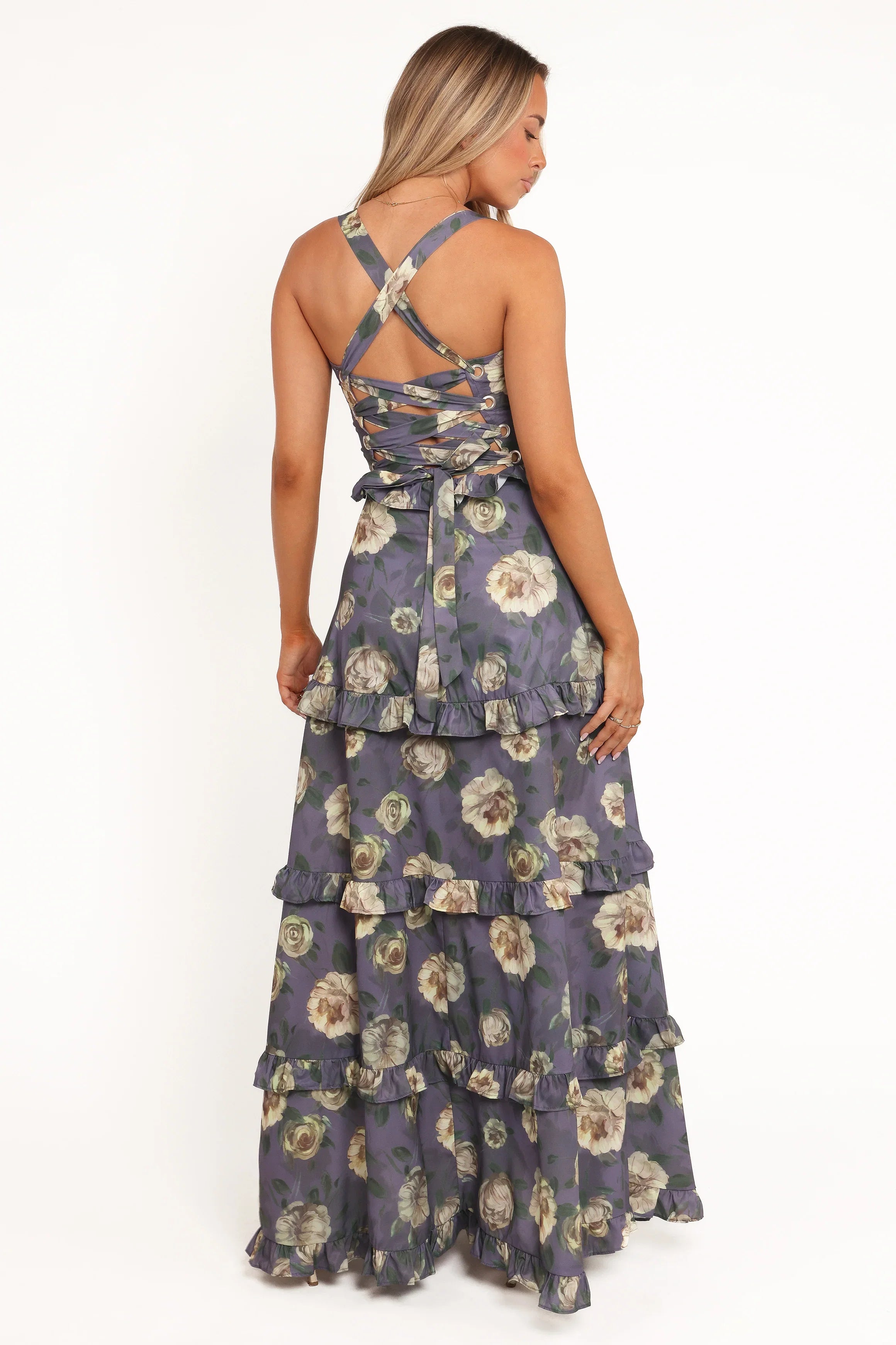 Lillee Tiered Maxi Dress Lavender Floral