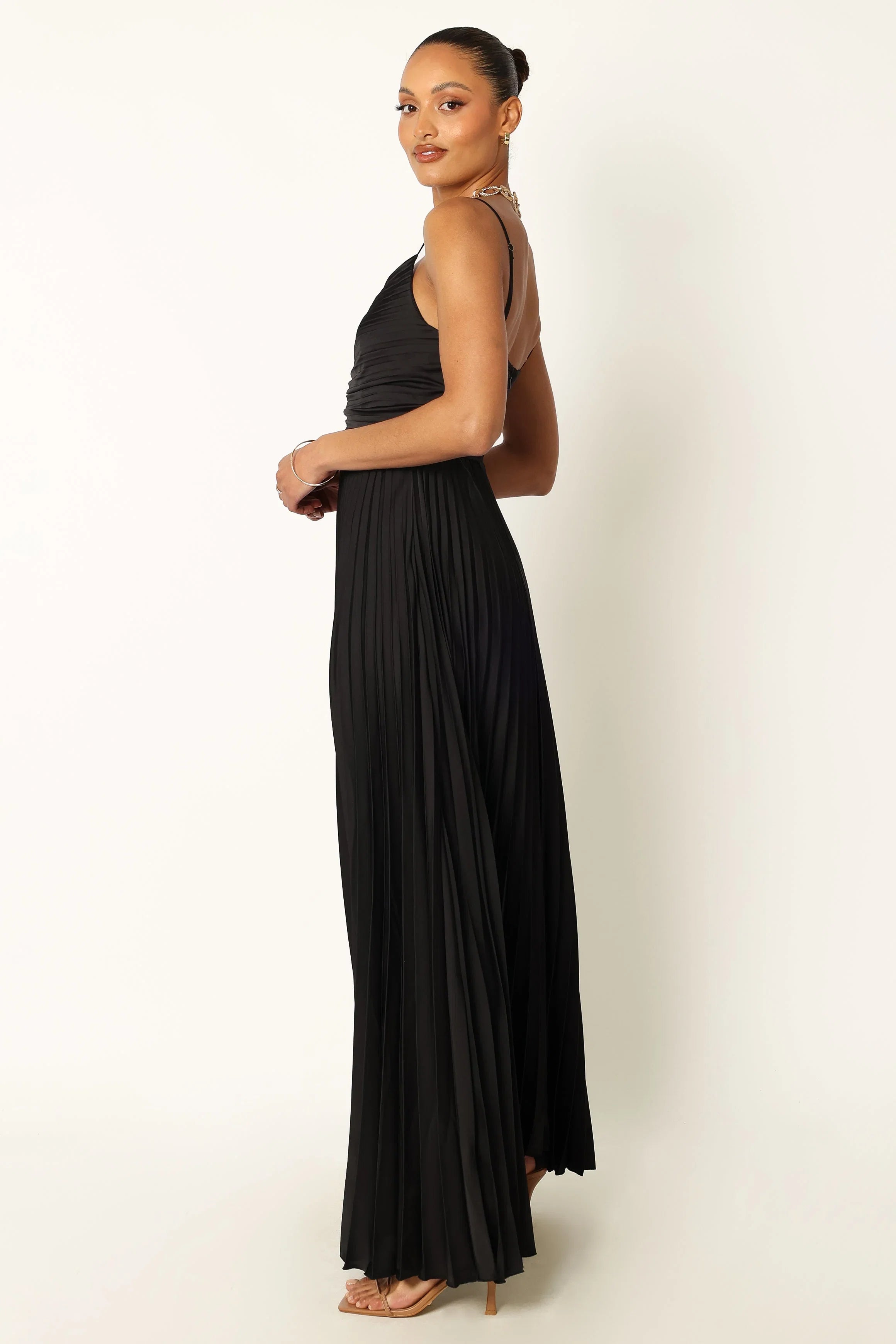 Naira Pleated Maxi Dress Black