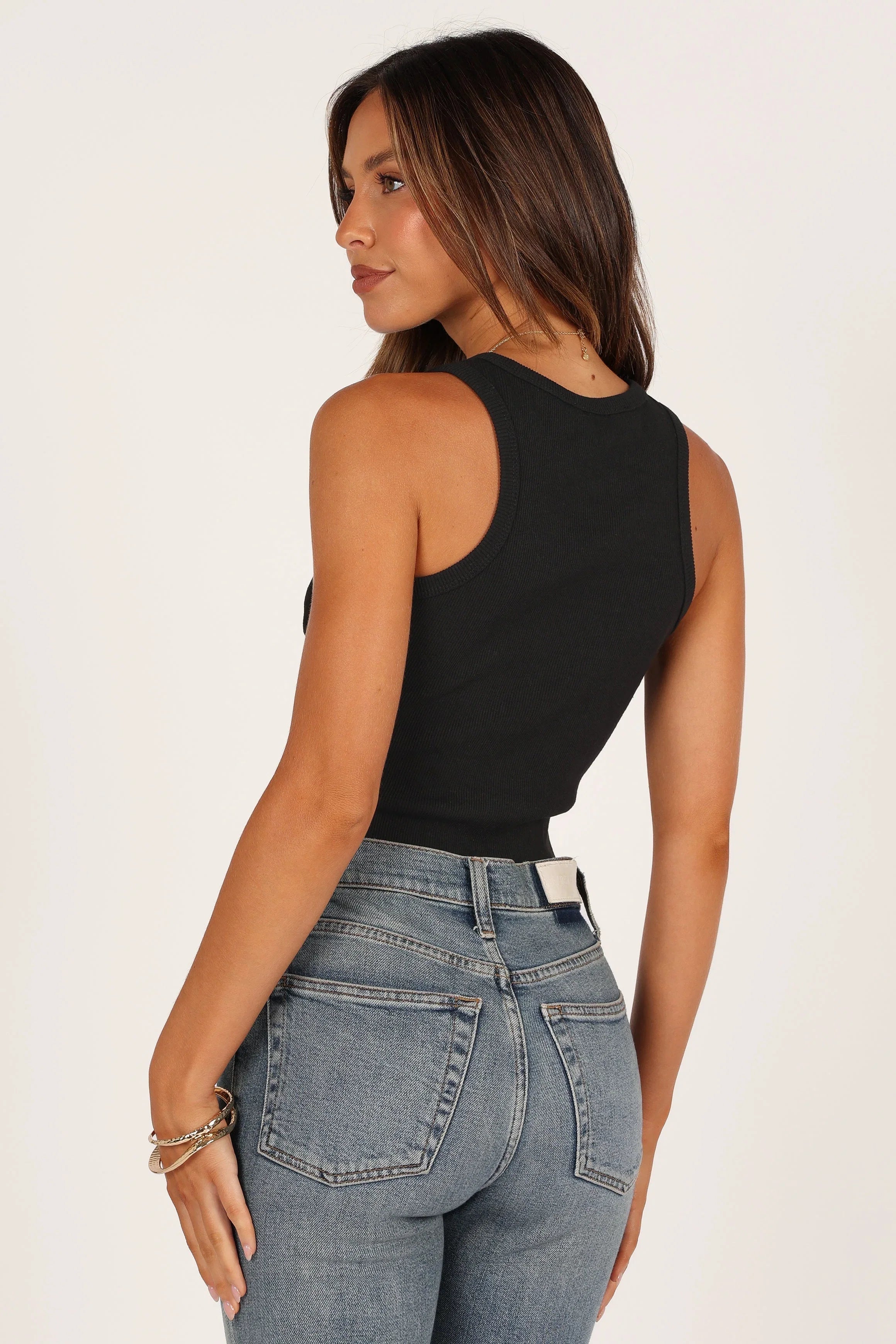Ari Ribbed Tank Top Black