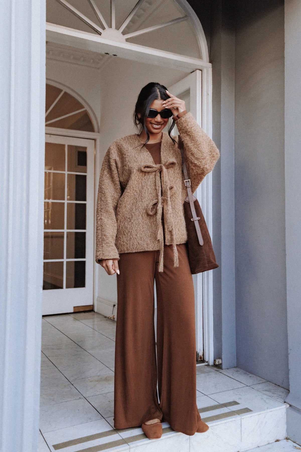Kimmy Bow Oversized Cardigan Moss