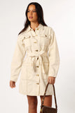 Otto Long Sleeve Mini Denim Dress Sand