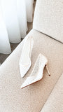 Lee Heels White Mesh Diamante