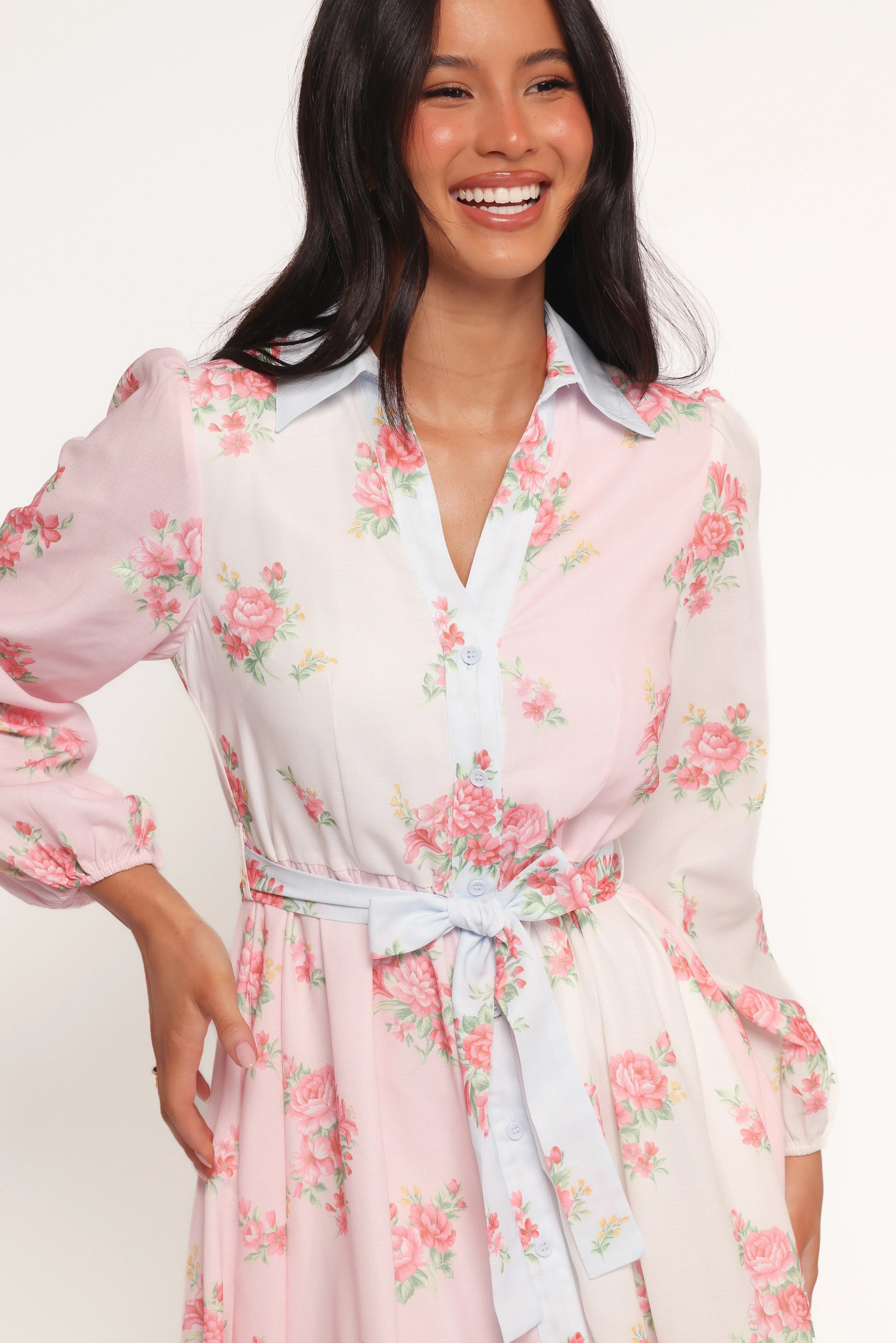 Juni Button Up Maxi Dress Floral