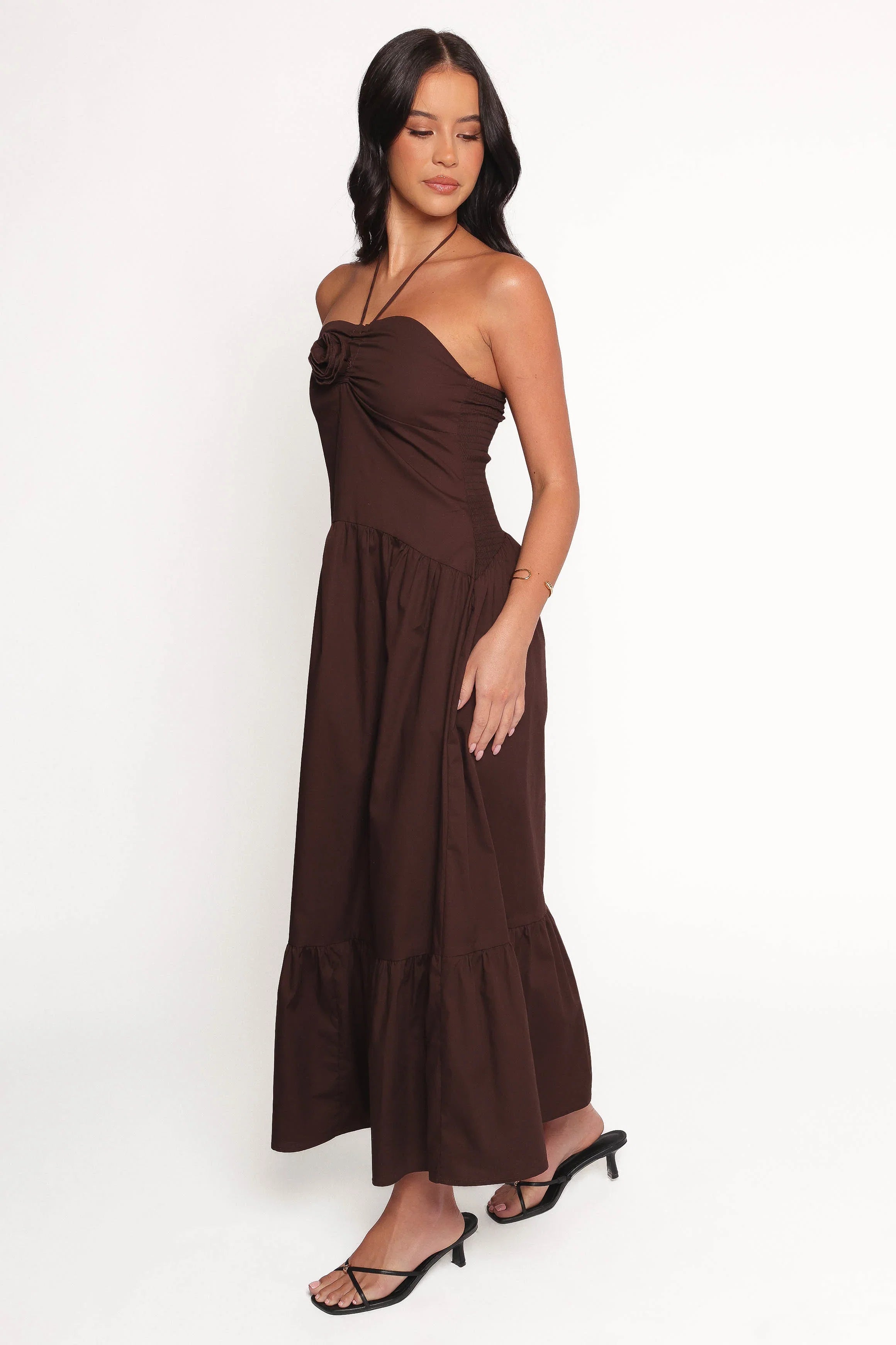 Soleila Halter Maxi Dress Chocolate