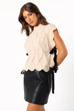 Zephie Sleeveless Tie Side Knit Sweater Light Taupe