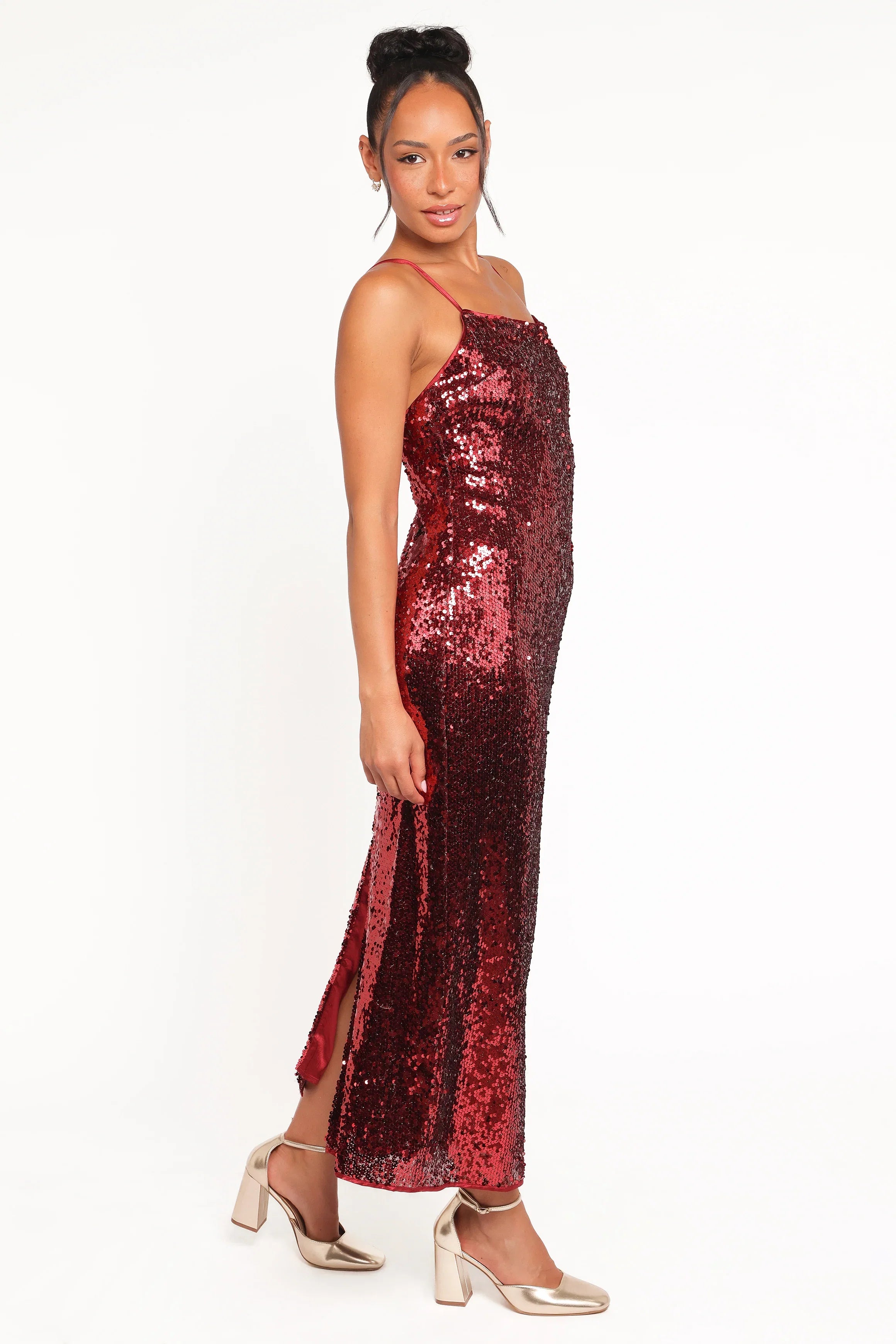 Karley Sequin Maxi Dress Burgundy