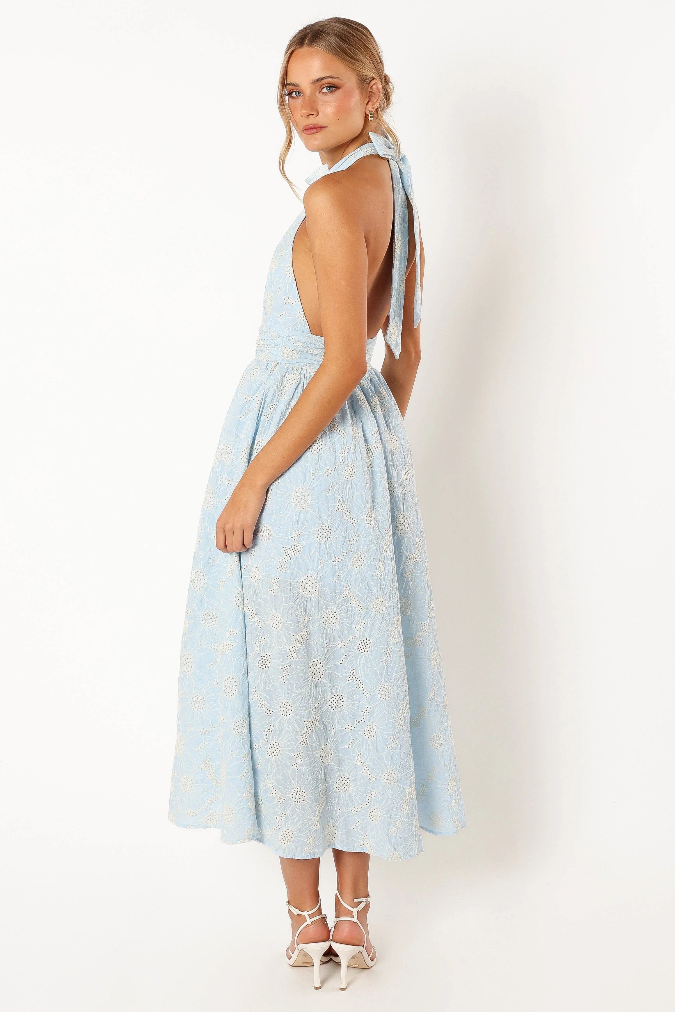 Taila Halterneck Midi Dress Blue Floral