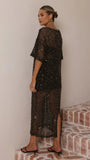 Zinnia Sequins Maxi Dress Black