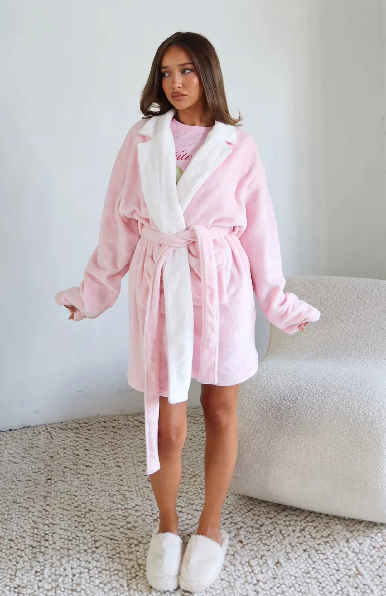Dial Tone Fluffy Robe Baby Pink