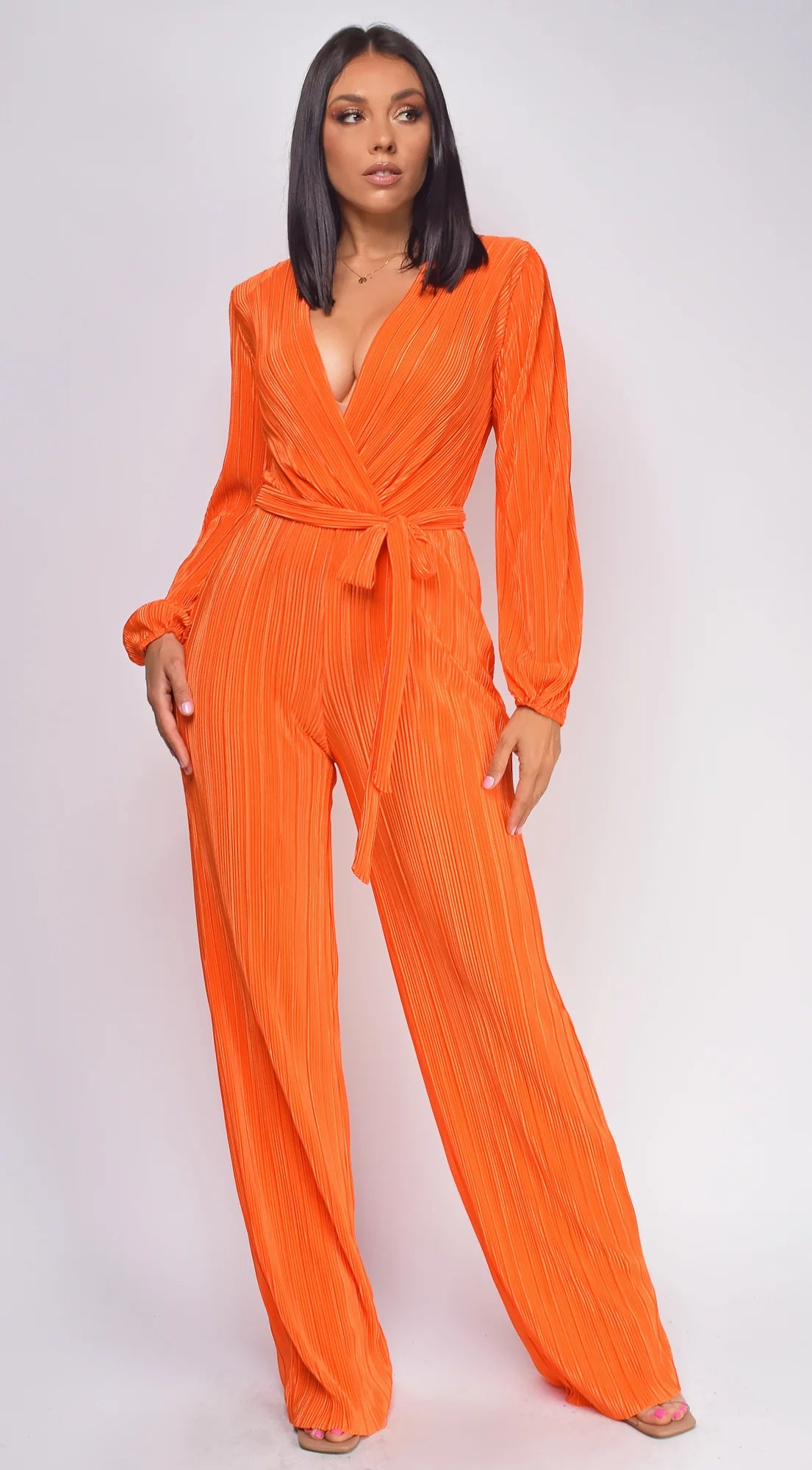 Juna Surplice Jumpsuit Orange