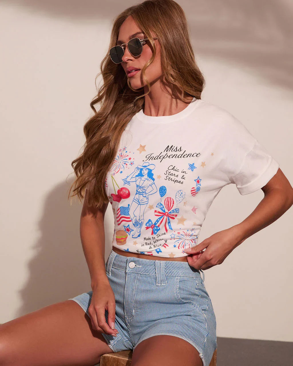 Miss Independence Graphic Cotton Short Sleeve Tee