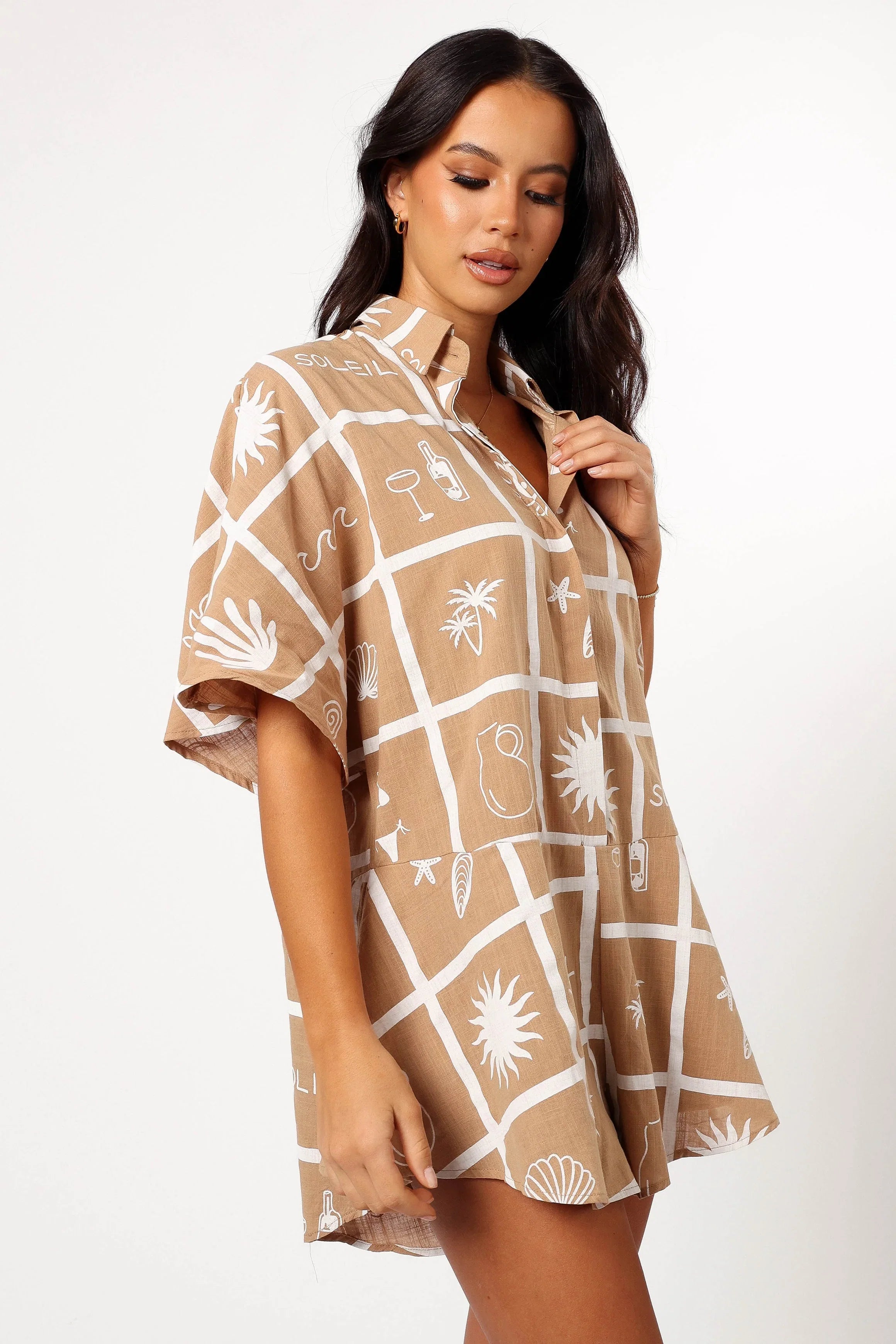 Sebastian Romper Tan Soleil Print