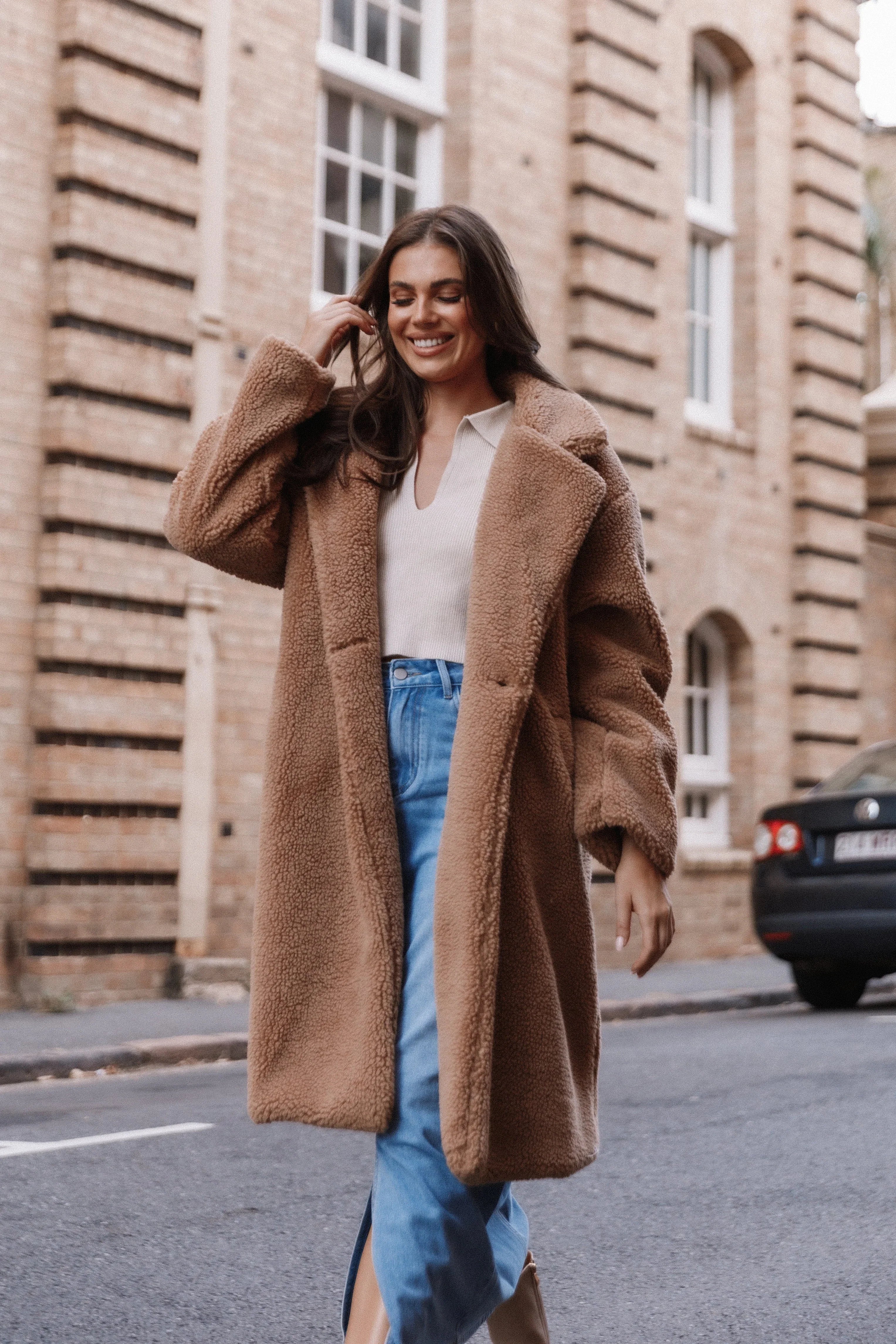 Beatrice Faux Fur Coat Camel